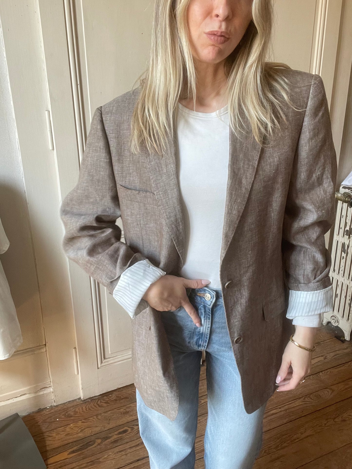 Blazer oversize en lin taille L