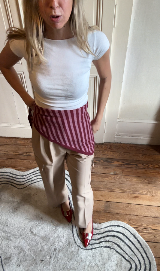 Foulard en laine et cachemire - bordeaux rose (neuf avec étiquette)